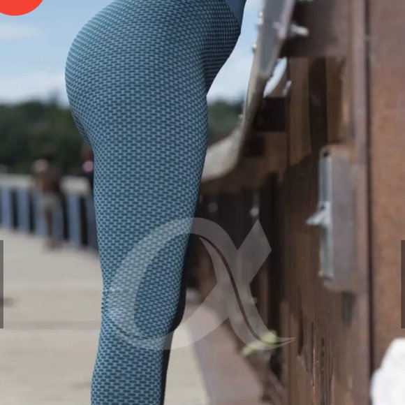 Comfy Forever Teal Honeycomb TikTok leggings - Picture 4 of 5